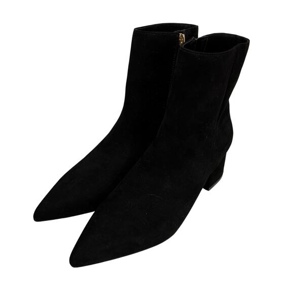 Marc Fisher Black suede ankle boots pointy toes mid-high block heels US 7.5M - Picture 5 of 10